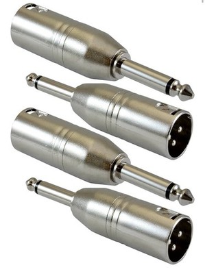 GLS Audio XLR Male to 1/4'' Male TS Adapter Gender Changer XLR-M to 6.3mm Mono