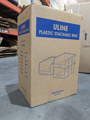 ULINE NEW Plastic Stackable Bins 11 x 5 1 2 x 5'' Yellow S-12415 | 12-Pack Case