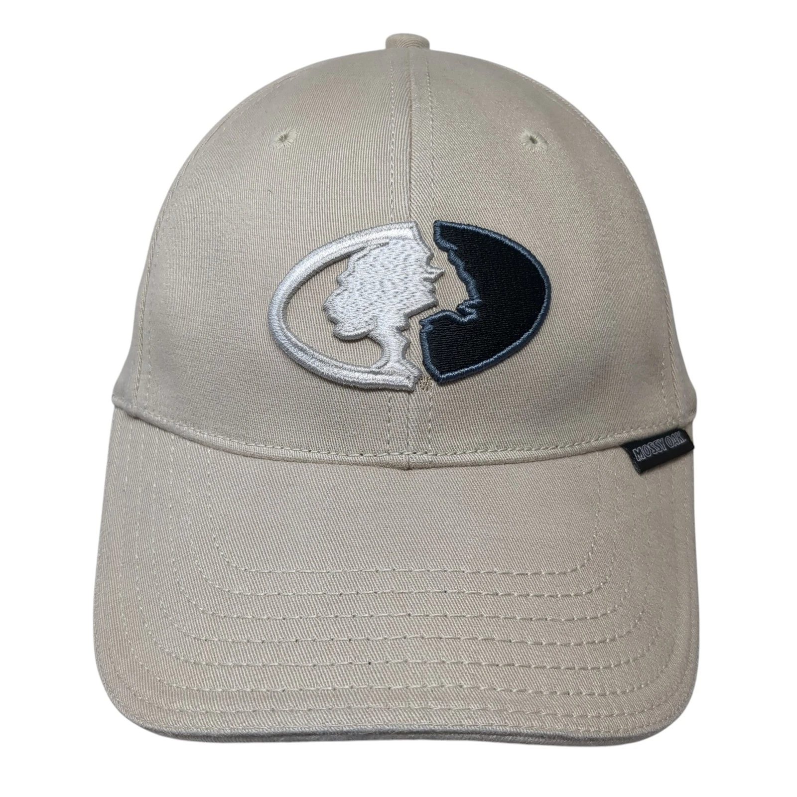 Mossy Oak Fitted Baseball Cap Beige Medium Embroidered Vented Holes 6 Panel