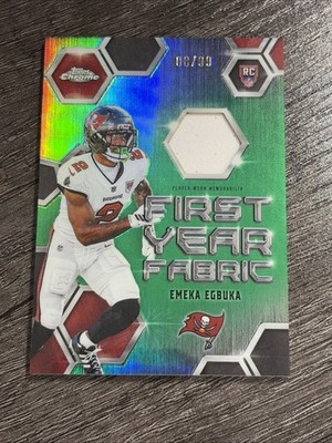 2025 Topps Chrome NFL Emeka Egbuka First Year Fabric Green