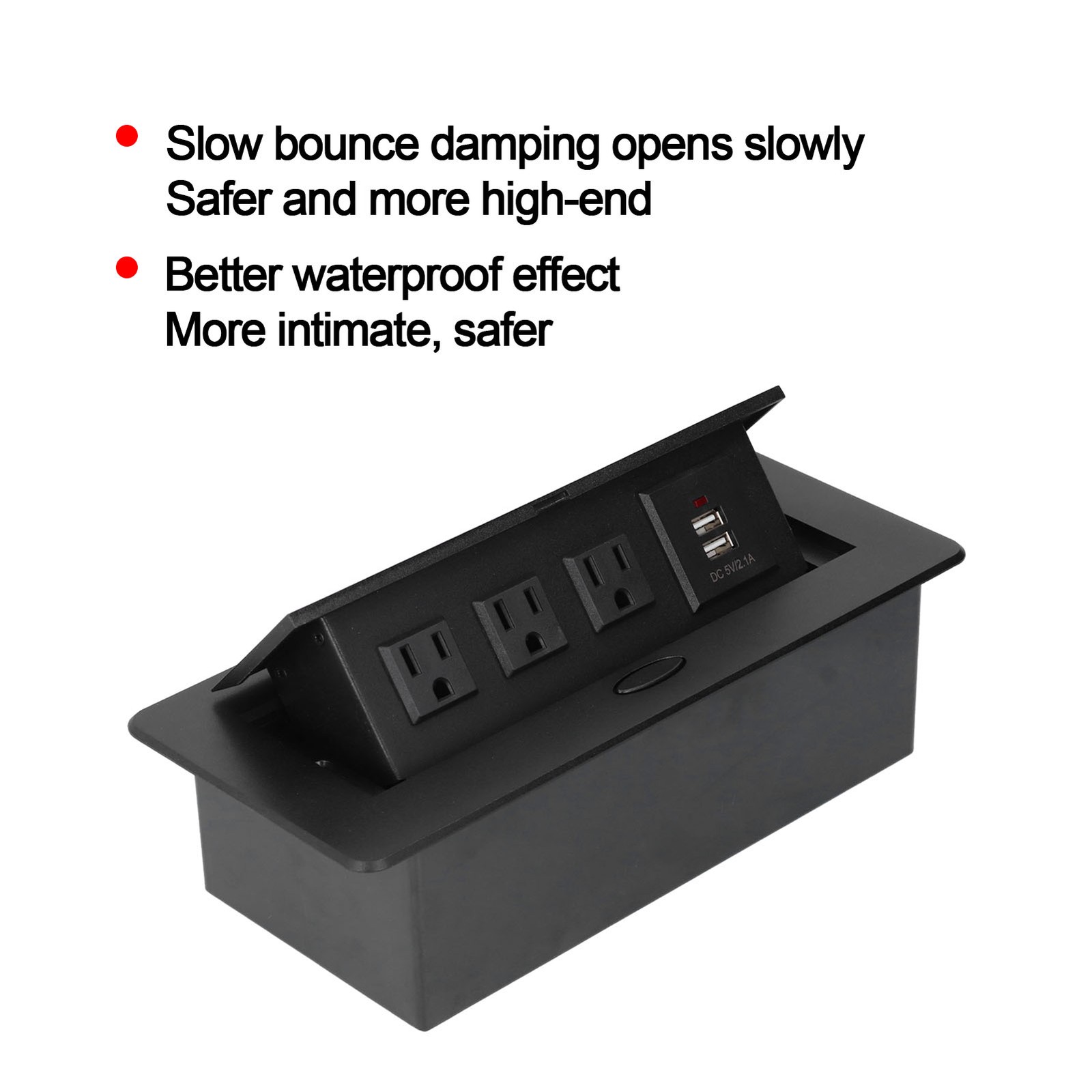 Desktop Socket Embedded Power Outlet With Dual USB Port For Charging 10A