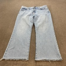 GAP Denim Jeans Womens 16/33R Light Wash Kick Fit Raw Hem Wide Leg Stretch