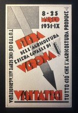 Cartolina Fiera Agricoltura Verona 1931 Fiera Cavalli Battaglia del Grano 