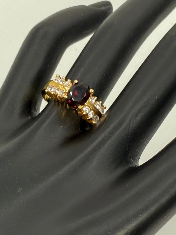 Кольцо из стерлингового серебра 925 пробы с красным гранатом Vermeil размер 6,5 Suzanne Somers - Изображение 3 из 4