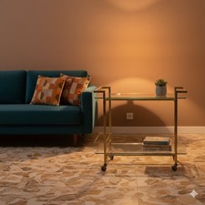 Vintage Servierwagen Doppleplatte Design der 1970er Jahre Originell