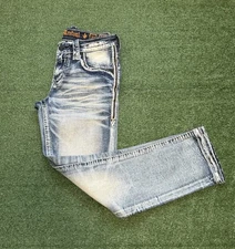 Rock Revival Men's Distressed Denim Jeans "Cypress" Slim Straight  Size 30 NWOT