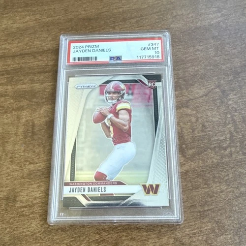 Panini Prizm NFL 2024 Jayden Daniels #347 Rookie PSA 10 Washington Commanders