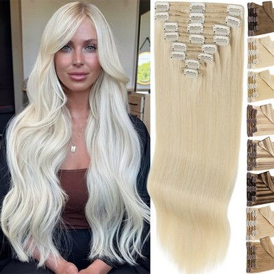 Thick Clip In Russian Real Human Hair Extesions Brazilian Remy Hair Double Weft