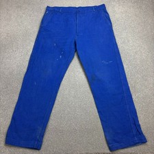 VINTAGE French Trousers Adult 38x30 Blue Workwear Chore Canvas Utility Men