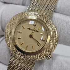 1972 Vintage BULOVA ACCUTRON WRIST WATCH 10kt Gold Filled Tunning Fork 2183 USA 