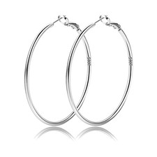 2mm Sterling Silver Big Hoop Earrings For Women - Large Silver,40mm hoops