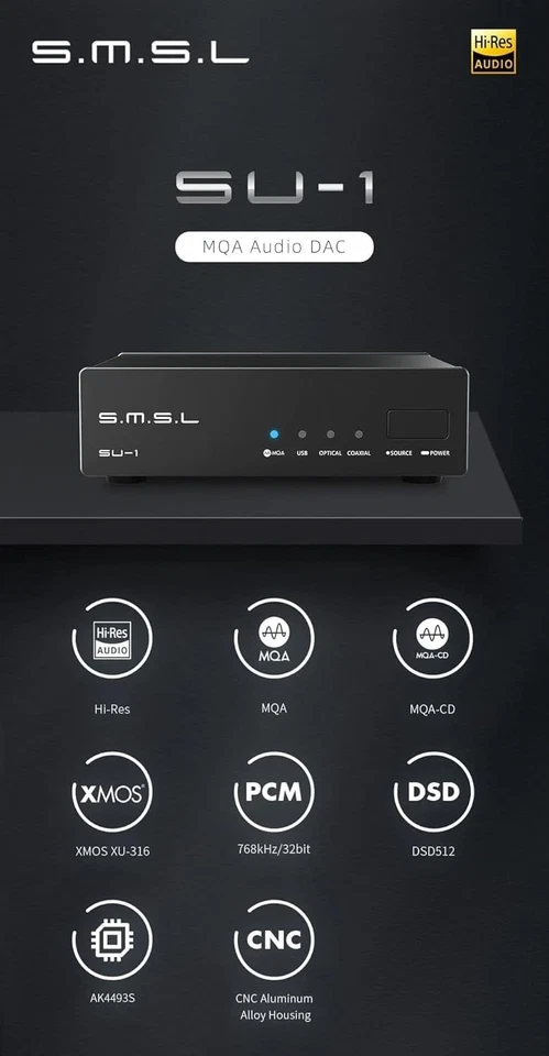 MQA-CD Decoder | 768kHz/32Bit DSD512 | USB/Optical/Coaxial - Bild 4 von 4