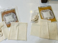 2 Candlewick Pillow Sachet Kits - 7 x7 -Opened -See Photos 1980s -Flower Hearts