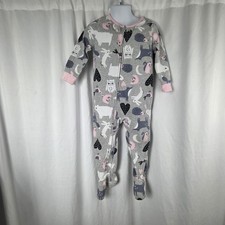 Carter's One Piece Pajamas Girls 24M Gray Woodland Animal Fleece Footed Zip