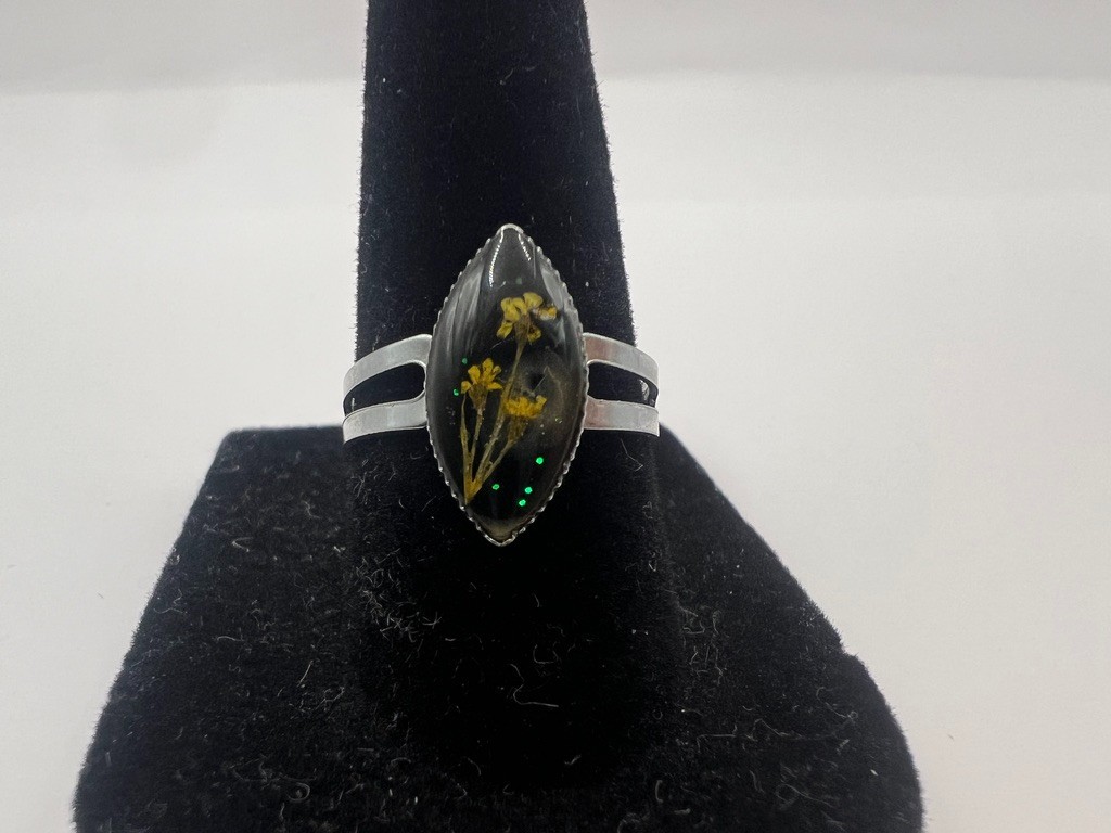 Pressed Flower Resin Ring Adjustable Botanical Co… - image 7