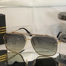 DITA Double-beam Half-Rim Sunglasses Pilot Gold Green