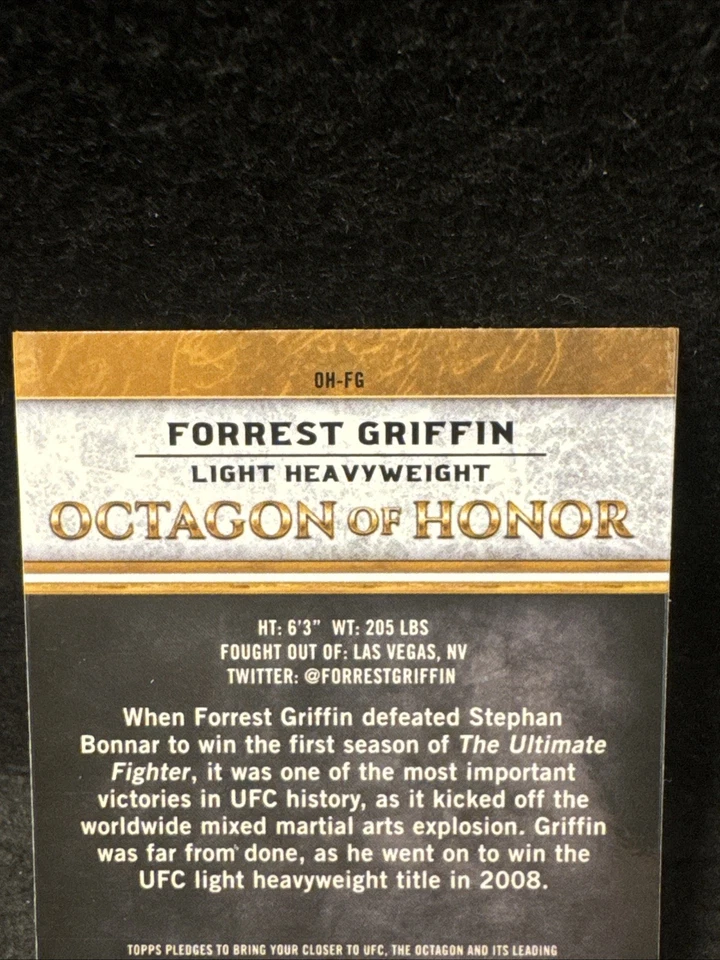 2019 Topps Chrome UFC Octagon Of Honor Insert Forrest Griffin #OH-FG - Image 3 of 4