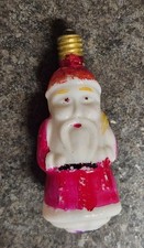 Vintage Santa & Sac Christmas Figural Light Bulb Milk Glass NICE Antique 1930s C