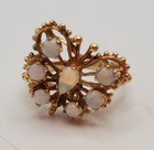 Stunning Genuine Opal Solid 10k Yellow Gold Butterfly Ring Detailed Filigree  — photo 4