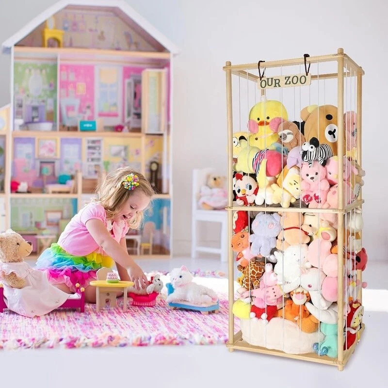 Organizador de almacenamiento de animales de peluche grande con cordón elástico decoración de sala de juegos para habitación de niños Foto 3 de 4
