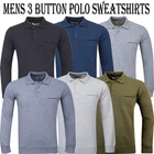 Mens Polo Sweatshirt Jumper Jersey Crew Neck Sweater Pullover Work Casual Top