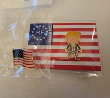 Happy Trump Pin With American Flag Lapel Pin