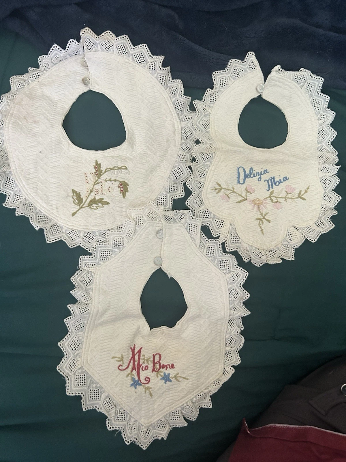 Vintage Embroidered Baby Bibs Set Of 3