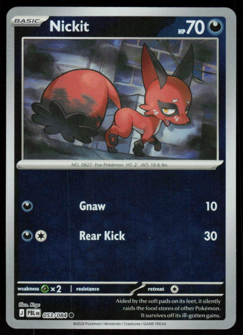 Nickit 053/084 Common Pitch Black Pokemon Reverse Holo Near Mint