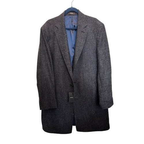 Nordstrom Signature Men's Darien Trim Fit Blue Wool Blend Coat Size 44R
