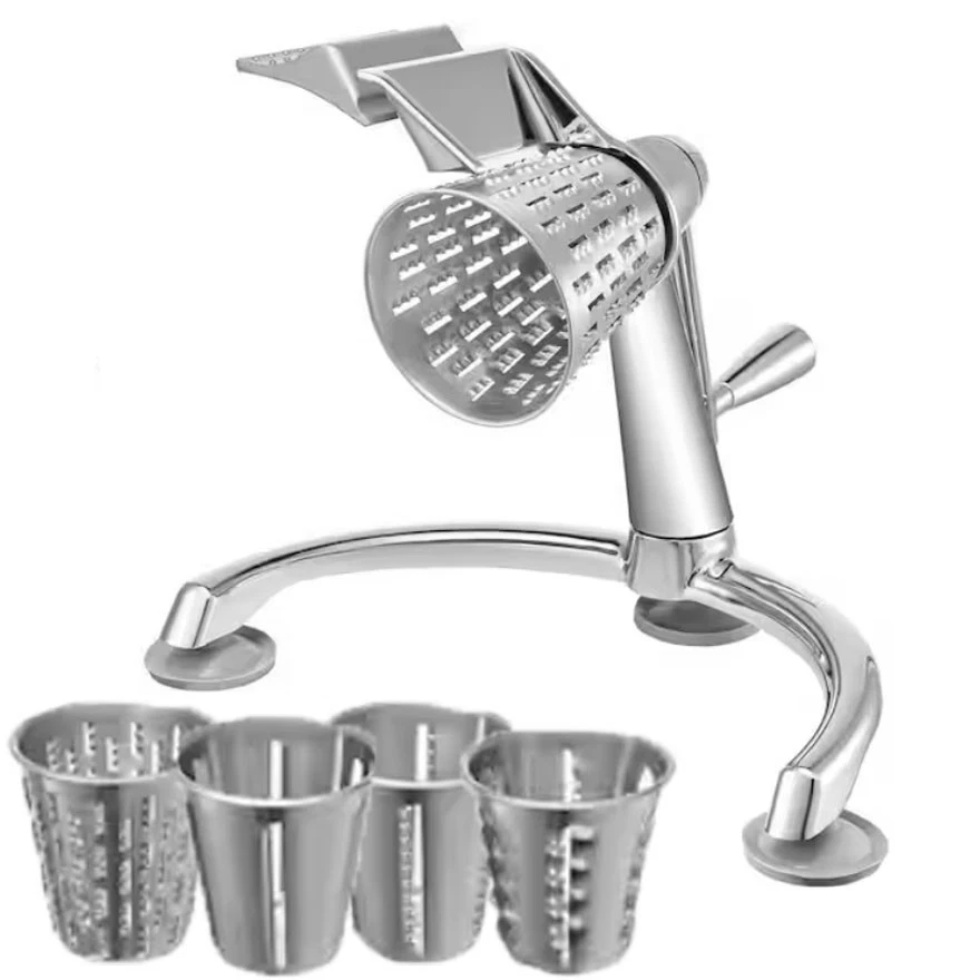 VEVOR Rotary Cheese Grater | Zinc Alloy Mandoline | 5 Cutting Cones