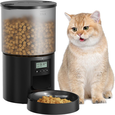 Automatic Cat Feeder 4L, Timed Food Dispenser with Voice Recorder for Small Dogs
