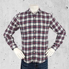 J Crew Factory Flannel Shirt Size Medium Slim Fit Red Plaid Multi-Color 