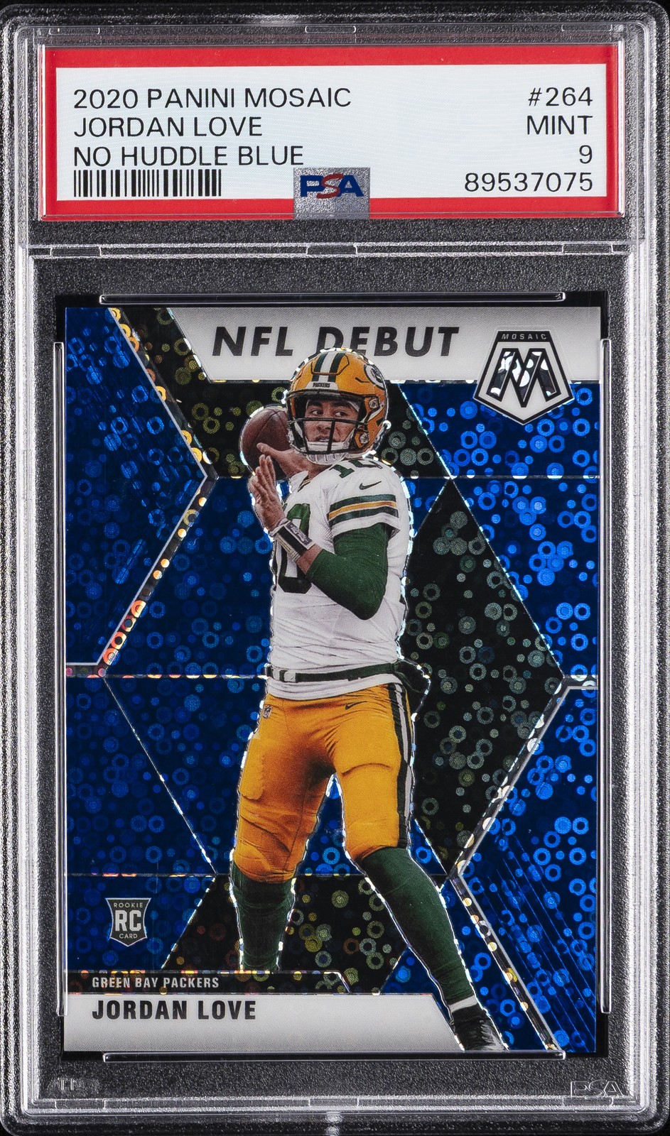 2020 PANINI MOSAIC NO HUDDLE BLUE #264 JORDAN LOVE 72/75 PSA 9