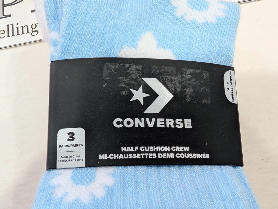 Calcetines Converse Half Cushion Crew - Azul/Gris/Blanco - Para mujer: 4-10 - ¡NUEVOS CON ETIQUETAS! Foto 3 de 4