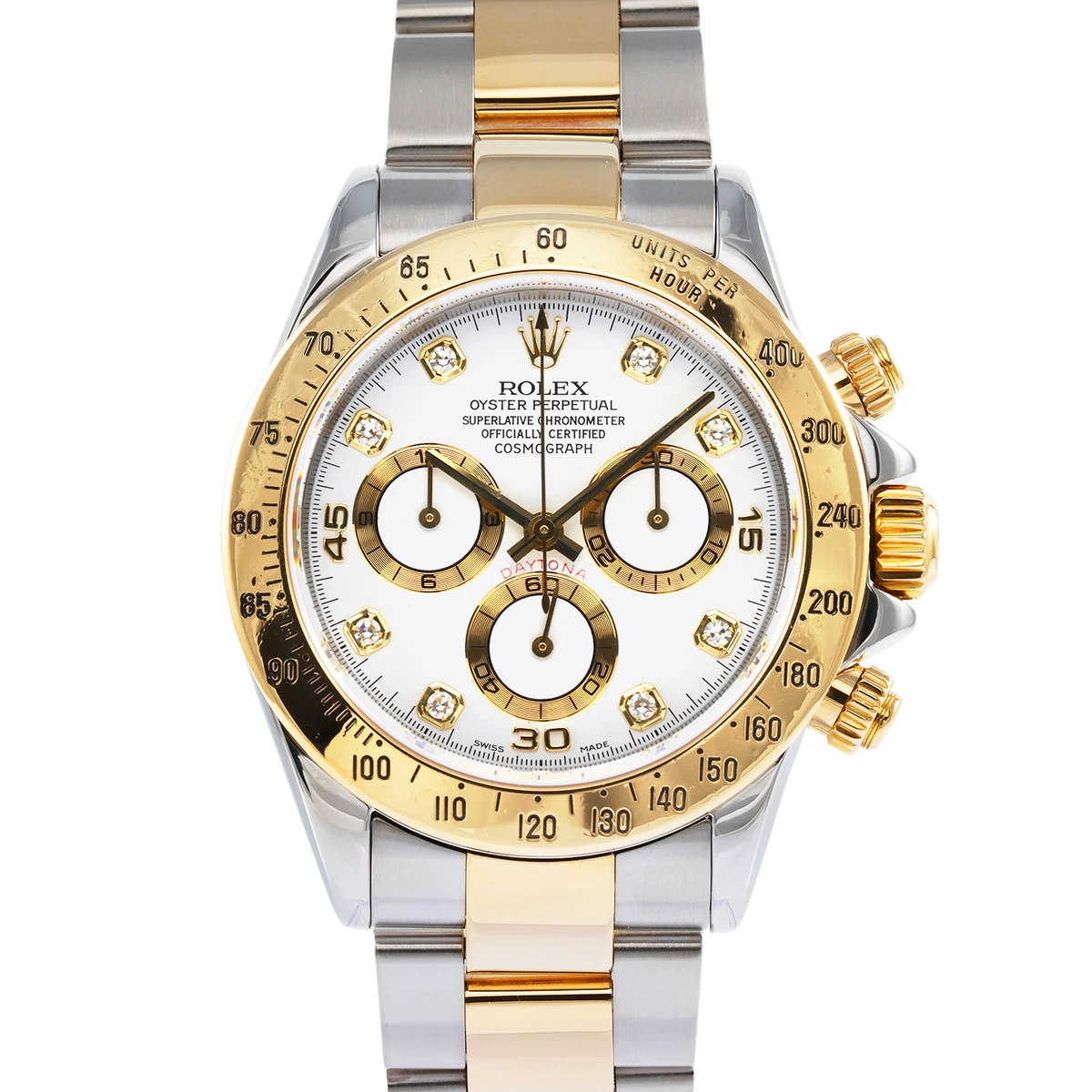 Rolex Daytona Stainless Steel 18K Yellow Gold 40MM White Diamond