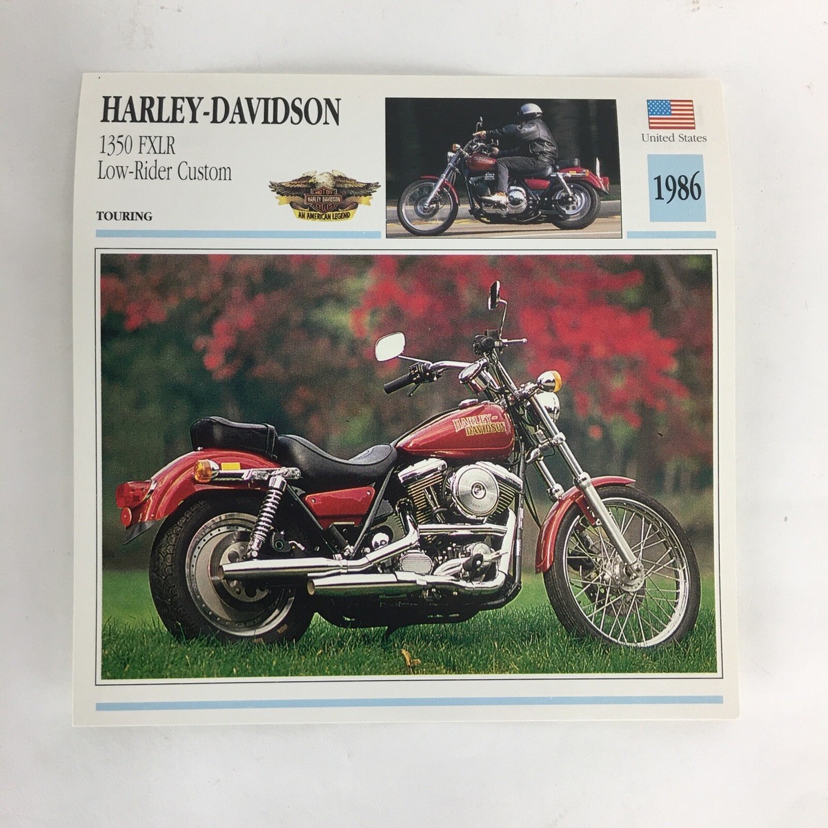Harley-Davidson 1350 Low-Rider Custom - 1986 Spec Sheet Info Card