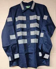 Red Kap Reflective Hi Vis Work Shirt Long Sleeve Navy Dark Blue 100% Cotton NEW