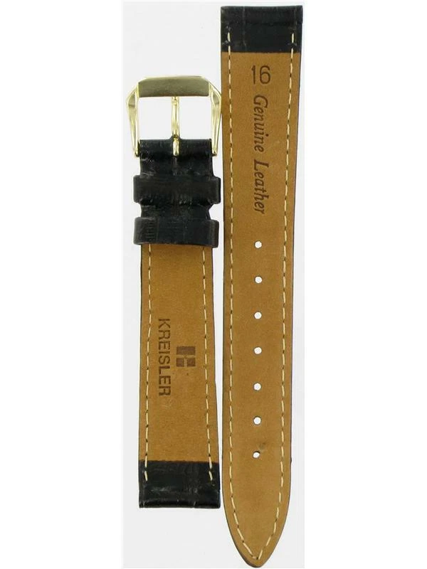 Pulseira de relógio Kreisler unissex 16mm couro preto bambu grão 446201-16  - Imagem 3 de 3