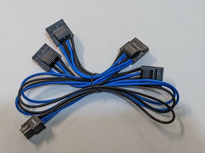 NEW 6 Pin Plug to (x4) Molex Plug Type 4 Modular Corsair Power Supply Cable