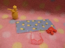 Barbie Chelsea Club Doll Beach Towel Blanket Sunglasses Crab Accessory New 