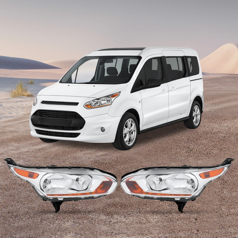 Headlight For 2014-2018 Ford Transit Connect Halogen Headlamps w/Bulb Left+Right Foto 2 de 4