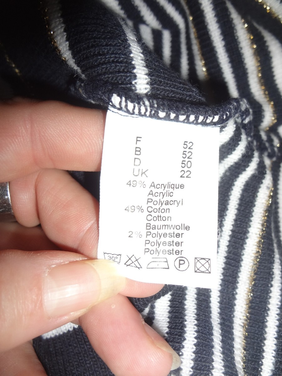 Pull Rayé Marine Blanc Doré Afibel - Taille 52 Femme - Occasion Excellent état
