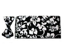 Men's Black  White Pareaus Bow Tie and Cummerbund Set