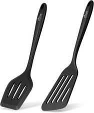 HOTEC Silicone Slotted Fish Tender Spatula Set, Baking Fin Spatula, 2 Count
