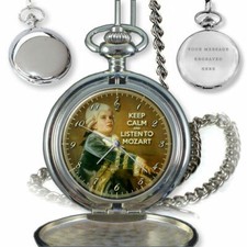 WOLFGANG AMADEUS MOZART POCKET WATCH BIRTHDAY BEST GIFT BOX ENGRAVING