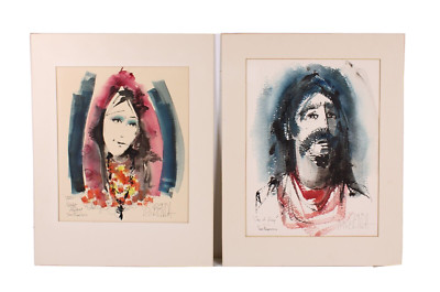 MCM Watercolor Paintings ''Love Child'' And ''One Of Many'' By Richard R. Benda