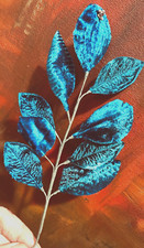 vintage 1940s millinery leaves velvet turquoise 1 spray made in Japan