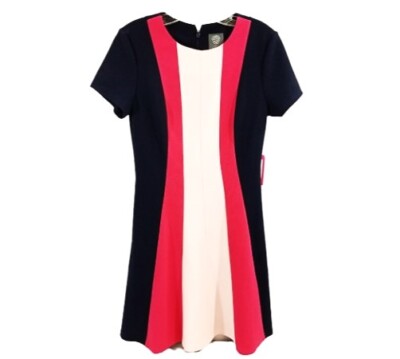 Vince Camuto Womens Fit and Flare Dress Nave Blue, Hot Pink & Pink Sz 6 NTW