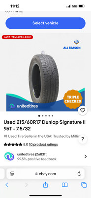 Dunlop Signature II 215/60R17 Tire