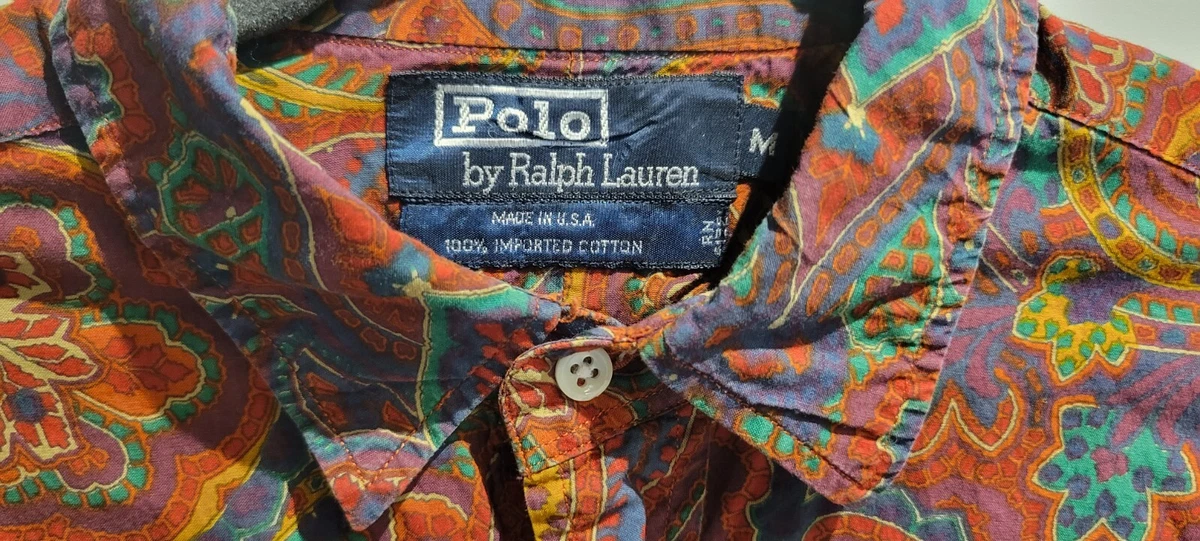 Vintage Polo Ralph Lauren Paisley Button Down Shirt Size M Medium 90s